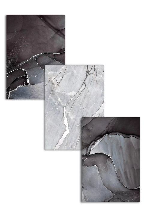 Silver Sparkle Real Silver Set Of 3 Posters 50x70cm