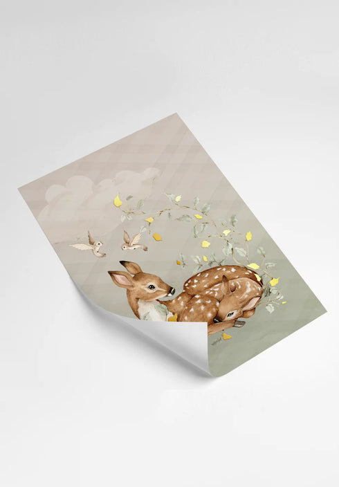 Forest Animals Real Gold Set Of 2 Posters 50x70cm