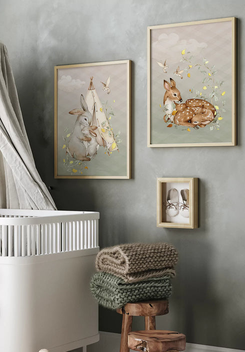 Forest Animals Real Gold Set Of 2 Posters 50x70cm