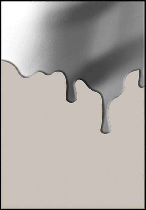Taupe Dripping Right Silver Poster 50x70cm