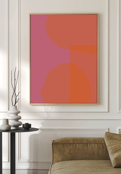 Pink Orange Shapes Canvas Floating Frame 70x100 cm