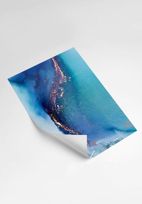 Blue Paint Real Rose Gold Set Of 2 Posters 50x70cm