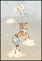 Flying Deer Real Silver Poster 50x70cm