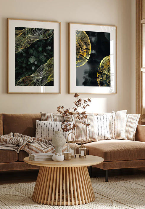 Golden Woods Real Gold Set Of 2 Posters 50x70cm