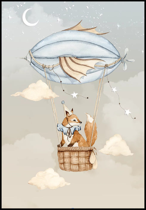 Fox Baloon Real Silver Poster 50x70cm