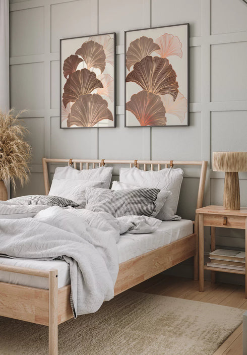 Chocolate Ginko Real Rose Gold Set Of 2 Posters 50x70cm