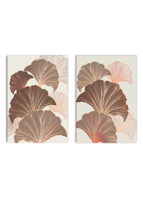 Chocolate Ginko Real Rose Gold Set Of 2 Posters 50x70cm