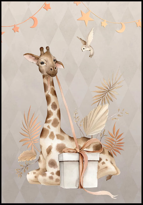 Boho Giraffe Real Rose Gold Poster 50x70cm