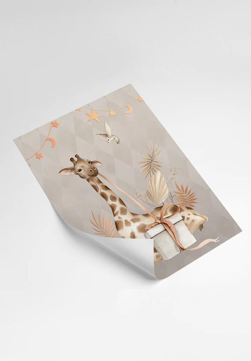 Boho Giraffe Real Rose Gold Set Of 2 Posters 50x70cm