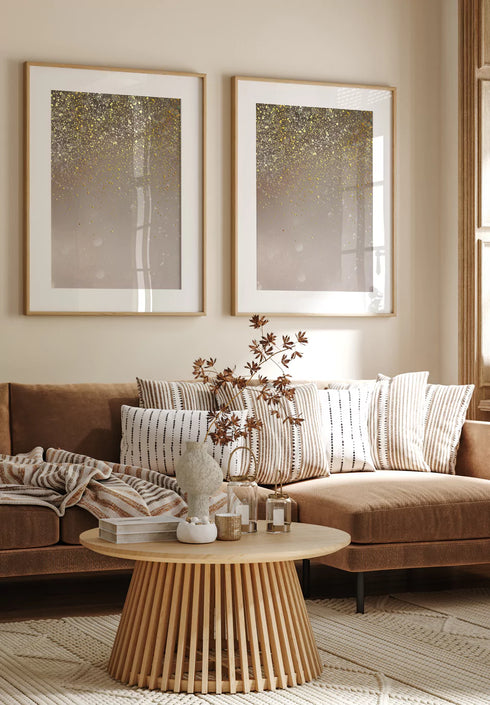 Glitter Beige Real Gold Set Of 2 Posters 50x70cm