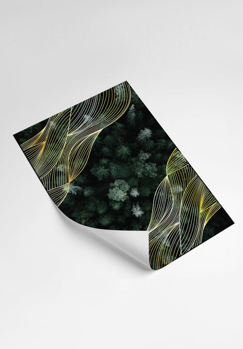 Golden Woods Real Gold Set Of 2 Posters 50x70cm