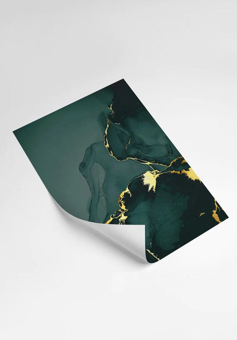 Green Marble Real Gold Set Of 2 Posters 50x70cm