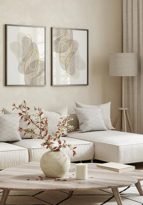 Conjunto de 2 Pósters Patrón Gris de Oro Real 50x70cm