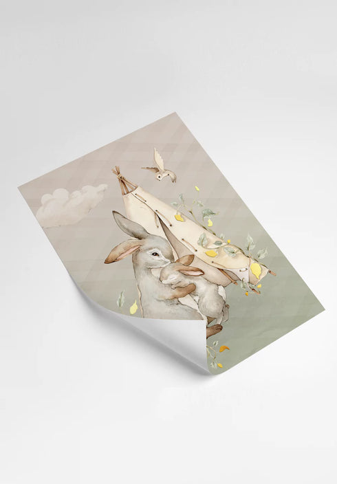 Forest Animals Real Gold Set Of 2 Posters 50x70cm