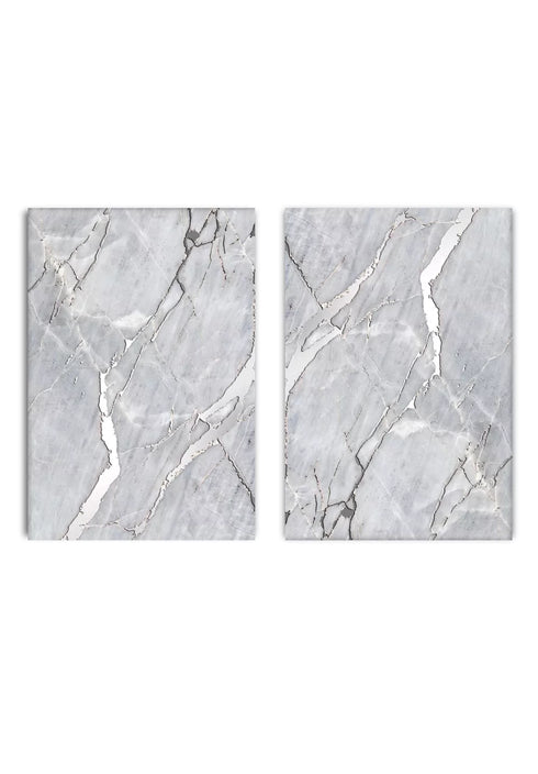 Grauer Marmor, echtes Silber, 2er-Set, 50 x 70 cm