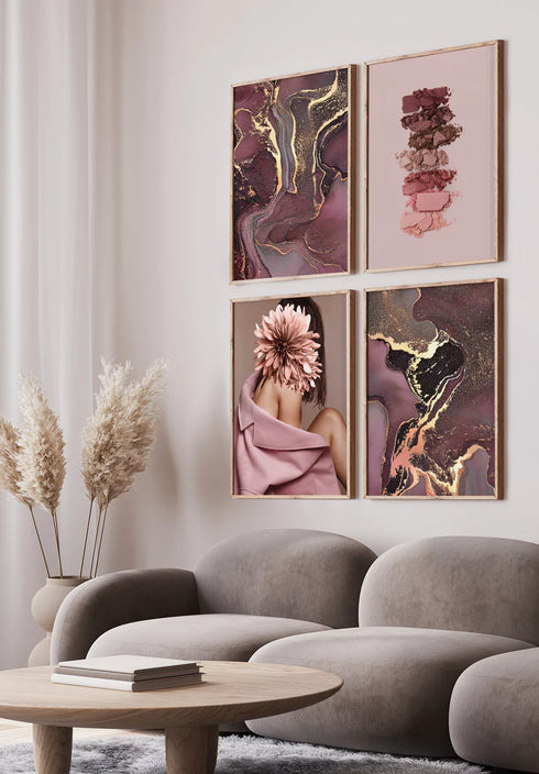 Ruby Mineral Real Rose Gold Set Of 4 Posters 50x70cm