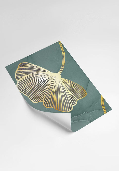 Mint Ginko Real Gold Set Of 3 Posters 50x70cm