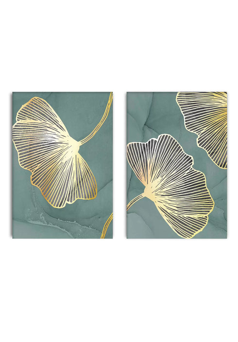 Mint Ginko Real Gold Set Of 2 Posters 50x70cm