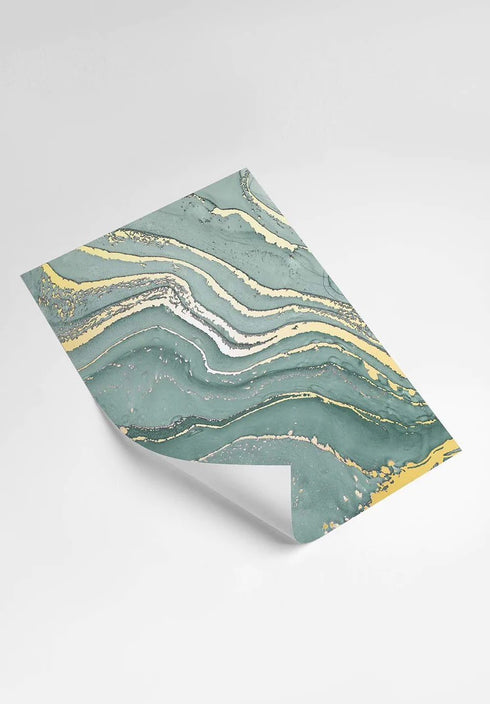 Mint Marble Real Gold Set Of 3 Posters 50x70cm