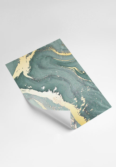 Mint Ginko Real Gold Set Of 3 Posters 50x70cm