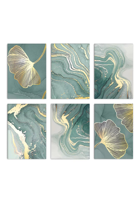 Mint Agate Real Gold Set Of 6 Posters 50x70cm