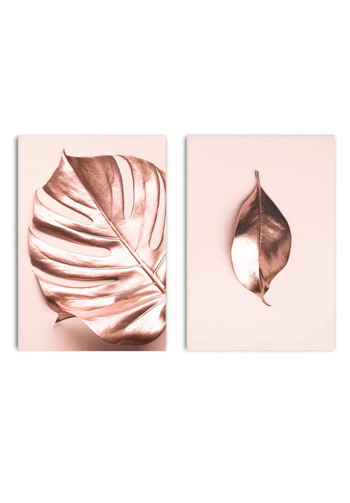 Metallic Leaf Set Of 2 Posters 50x70cm