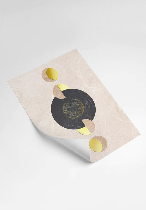 Moon And Sun Real Gold Set Of 2 Posters 50x70cm