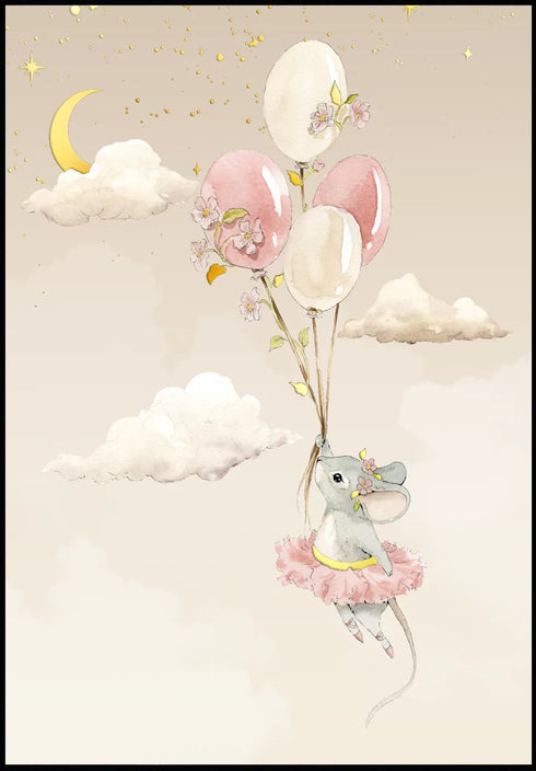 Flying Mouse Real Gold Poster 50x70cm