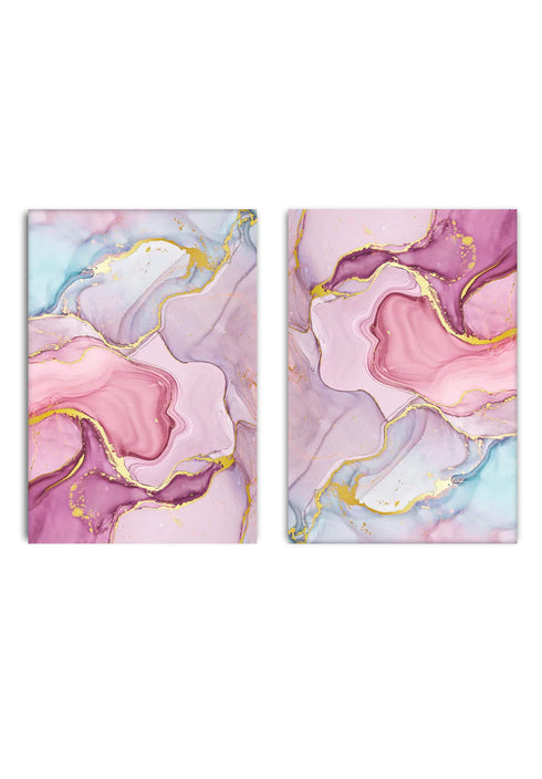 Watercolor Pink Pastel Real Gold Set Of 2 Posters 50x70cm