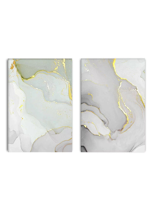 Grey Pistachio Real Gold Set Of 2 Posters 50x70cm
