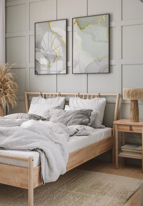 Grey Pistachio Real Gold Set Of 2 Posters 50x70cm