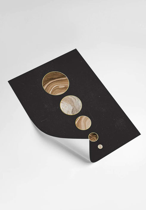 Planets Real Gold Set Of 2 Posters 50x70cm