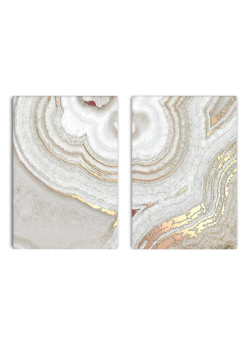 Brauner Achat, echtes Roségold, Set mit 2 Postern, 50 x 70 cm