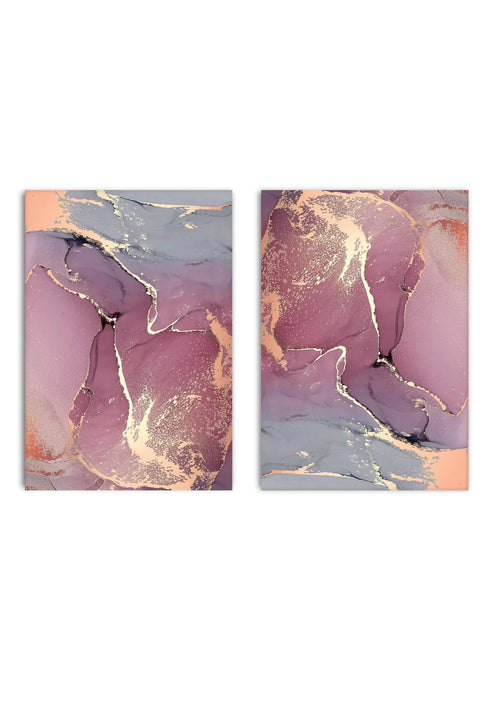 Watercolor Rose Real Rose Gold Set Of 2 Posters 50x70cm