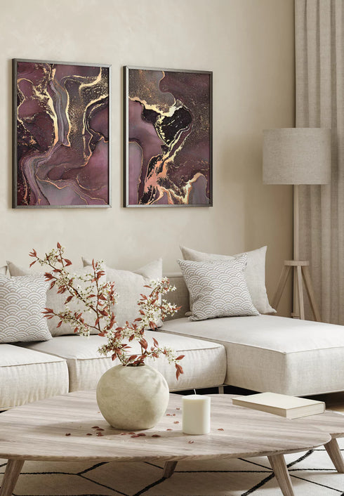 Ruby Mineral Real Rose Gold Set Of 2 Posters 50x70cm