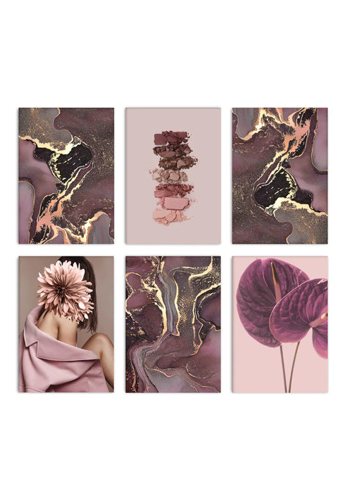 Ruby Mineral Real Rose Gold Set Of 6 Posters 50x70cm