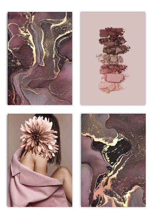 Ruby Mineral Real Rose Gold Set Of 4 Posters 50x70cm