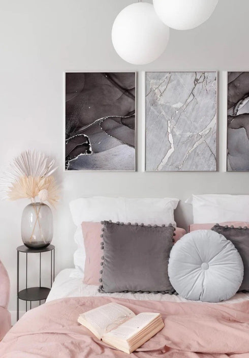 Silver Sparkle Real Silver Set Of 3 Posters 50x70cm