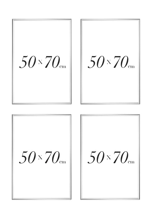 Set Of 4 Silver Metallic Frames 50x70cm
