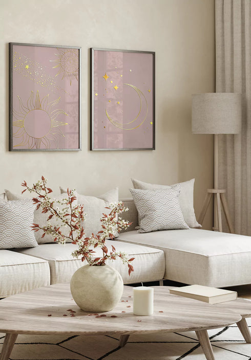 Golden Galaxy Real Gold Set Of 2 Posters 50x70cm