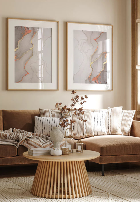 Beige Straps Real Rose Gold Set Of 2 Posters 50x70cm