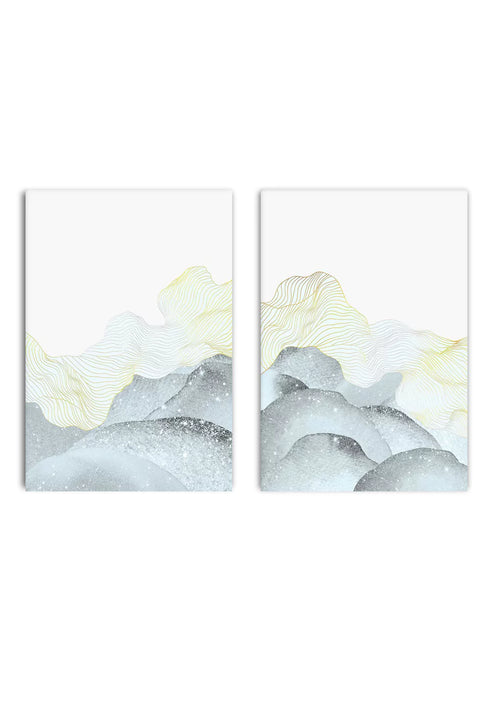 Beige Wave Real Gold Set Of 2 Posters 50x70cm