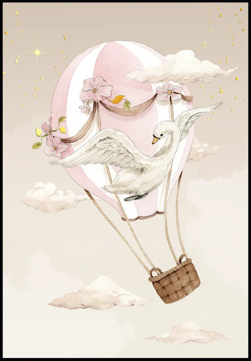 Air Balloon Real Gold Poster 50x70cm