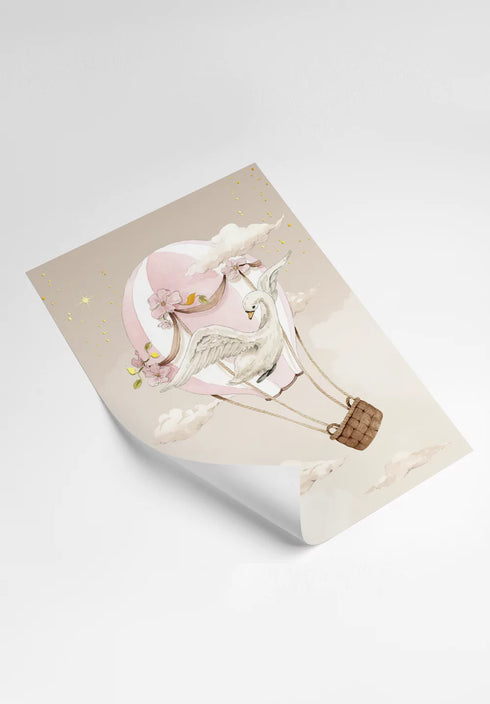 Air Balloon Real Gold Set Of 3 Posters 50x70cm