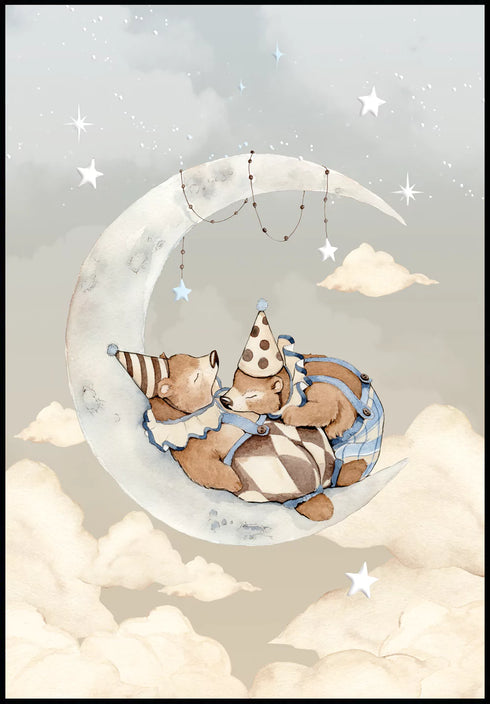 Teddies Moon Real Silver Poster 50x70cm