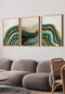 Turquoise Agate Real Gold Set Of 3 Posters 50x70cm