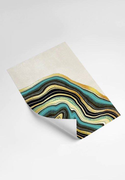 Turquoise Agate Real Gold Set Of 2 Posters 50x70cm