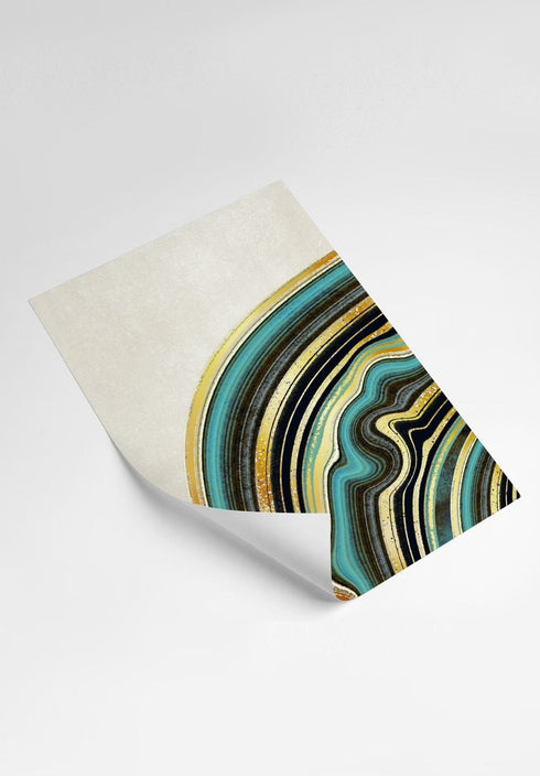 Turquoise Agate Real Gold Set Of 3 Posters 50x70cm