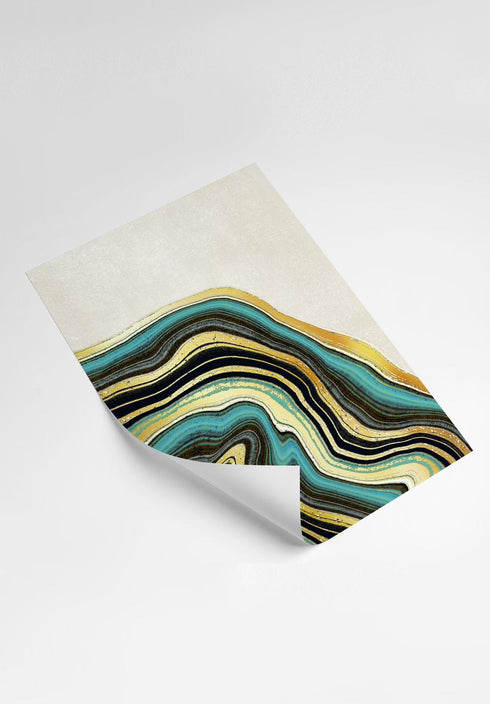 Turquoise Agate Real Gold Set Of 3 Posters 50x70cm