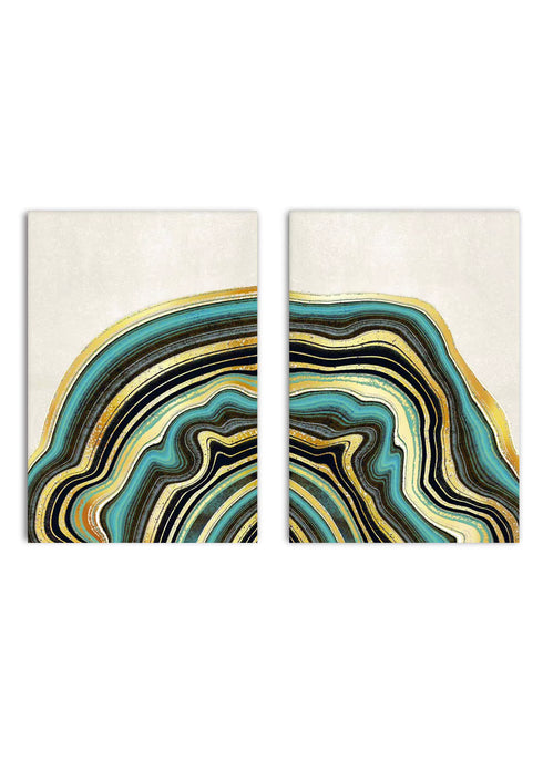 Turquoise Agate Real Gold Set Of 2 Posters 50x70cm
